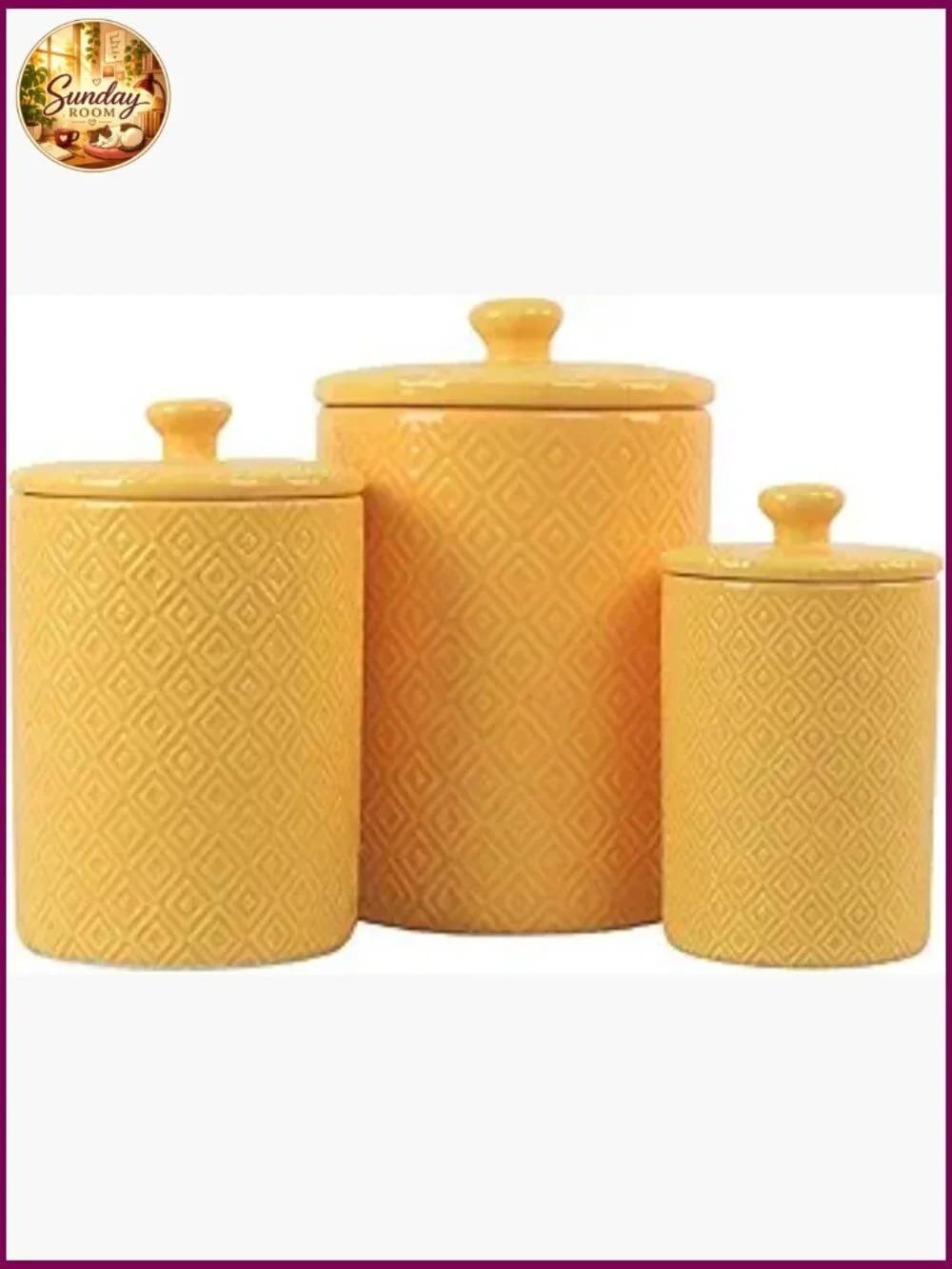 Ceramic Kitchen Canister Set of 3 - Airtight, Hand Wash, Countertop Food Storage